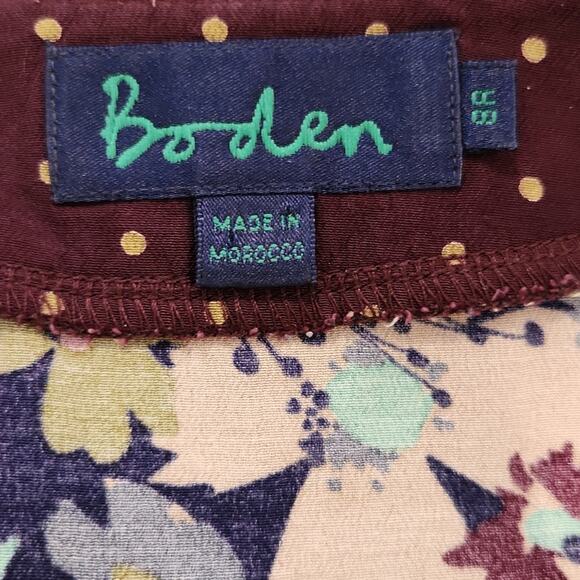 Boden Dress Size 4 Floral Tea Dress Tie Waist Short Sleeve - Picture 10 of 11